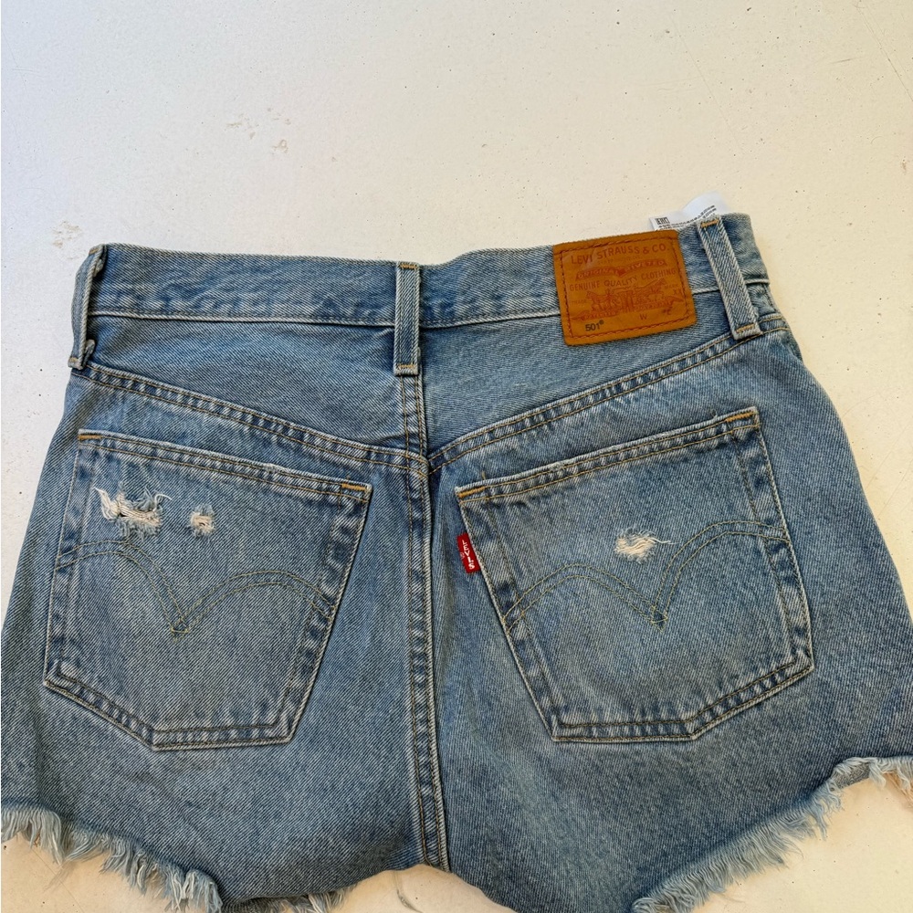 Levi's Classic Blue Jean Shorts Distressed High-Waisted